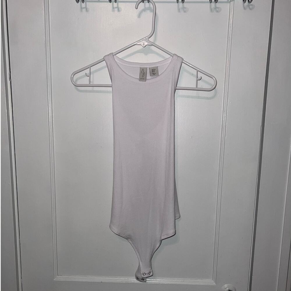 New Joie Ribbed High Neckline White Sleeveless Thong Bodysuit size M